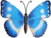 Pro Garden Tuin Wanddecoratie Vlinder - Metaal - Blauw - 31 x 23 cm