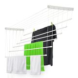 KADAX Plafondwasdroger, wasdroger voor het plafond 6, wanddroger met polyethyleen beklede stalen spijlen, plafonddroger, draagvermogen 12 kg (6x 140/wit)