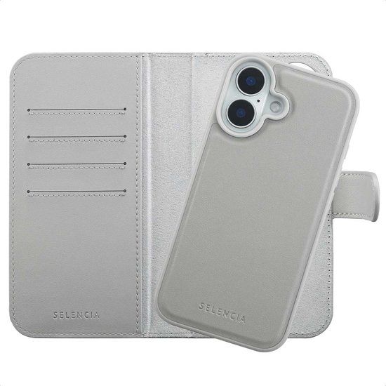 Selencia Olyn Uitneembare Bookcase met MagSafe voor de Apple iPhone 16 - Grijs