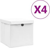 vidaXL Opbergboxen met deksel 4 st 28x28x28 cm wit