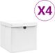 vidaXL Opbergboxen met deksel 4 st 28x28x28 cm wit