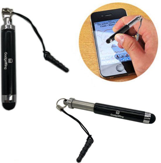 GadgetKing Mini stylus pen - zilver inschuifbaar & klikbaar in smartphone