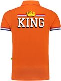 Bellatio Decorations Luxe King poloshirt - 200 grams katoen - King met kroon - oranje - heren - L