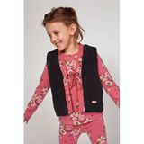 Jubel reversible teddy gilet Moon Flowers antraciet/roze
