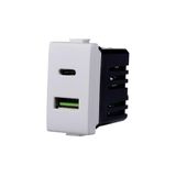 Elektronova Dual USB 2in1 Type-A + Type-C Oplaadbus Compatibel Bticino Matix 5VDC 3.1A Kleur Wit - Pak van 1 stuk