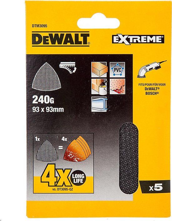 DeWALT DTM3095 Mesh Schuurgaas Driehoek 93x93mm K240 - 5 stuks