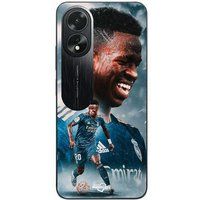 Maniacase Case Oppo A58 Vinicius JR Real Madrid Blauw Behang