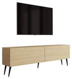 3E 3xE living.com 3xE living Meuble TV 170 cm, chêne huilé, pieds inclinés noirs