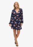 Superdry Mini-wikkeljurk met print - Dames - Jurken - Doris Floral Navy - UK14-EU42
