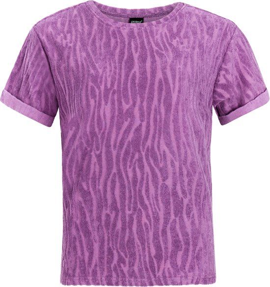 Protest PRTDuo T-shirt Dames Korte Mouwen Ronde Hals Loose Fit Katoen/Polyester Dierenprint Jelly Purple