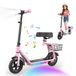 IK7 Vélo d'enfant électrique - moteur 250W - 3 vitesses (10/15/20 km/h) - roues 21,6 cm - selle amovible - panier amovible - Rose