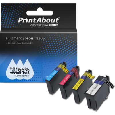 PrintAbout Huismerk Epson T1306 Inktcartridge 4-kleuren Voordeelbundel