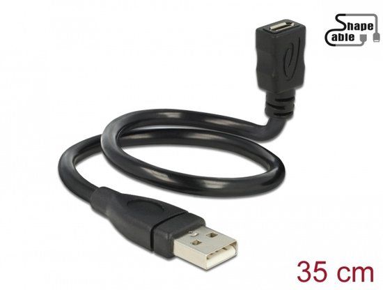 Delock Cable USB 2.0 Type-A male > USB 2.0 Micro-B female ShapeCable 0.35 m