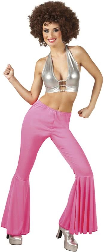 Generik Roze discobroek voor vrouwen - Verkleedkleding - Maat M/L