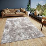 Hanse Home Style vintage tapijt, oosters laagpolig woonkamertapijt in vintage look, oosters tapijt, loper voor slaapkamer, eetkamer, woonkamer, hal, grijs-bruin, 67 x 120 cm
