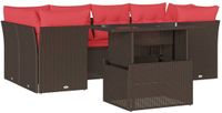 vidaXL 7-delige tuinset met kussens, bruin, polyrotan