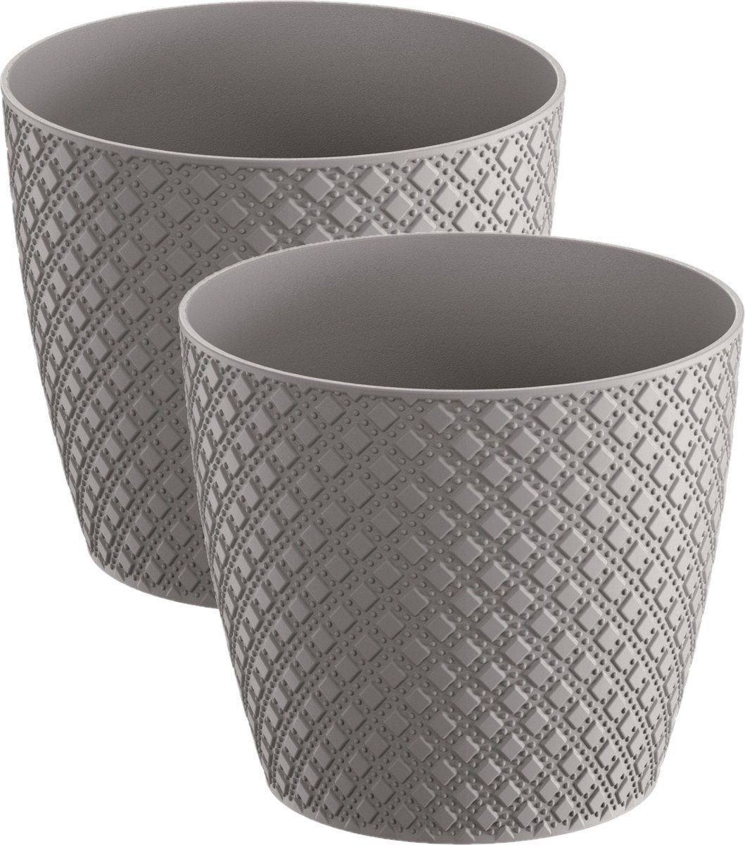 Prosperplast Orient Plantenpot - Ø22cm - Grijs - Set van 2