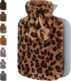 Qomfor Bouillotte avec Housse - Imprimé Léopard Marron - 1,8 L