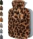 Qomfor Bouillotte avec Housse - Imprimé Léopard Marron - 1,8 L