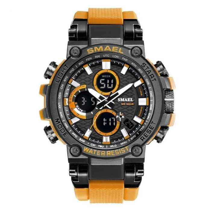 SMAEL SMAEL Militair Sport Horloge met Digitale Wijzerplaten voor Heren - Multifunctioneel Polshorloge Schokbestendig 5 Bar Waterdicht Oranje