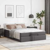 vidaXL Cadre de lit avec matelas, gris, 140 x 200 cm, cuir artificiel