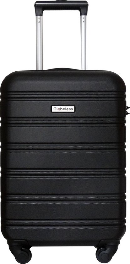 Globeless handbagage koffer - TSA slot - 55x35x20cm - IATA standaard trolley - Zwart