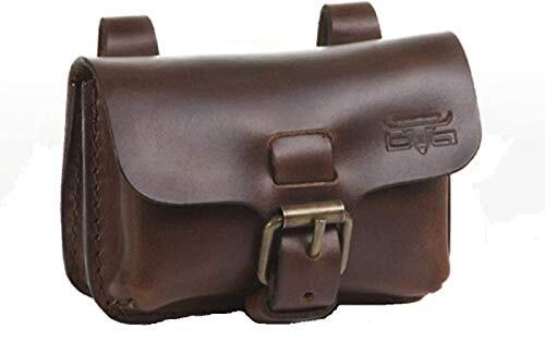 Mika 28060402 - heuptas S van echt leder/zadelleer met onderverdeeld hoofdvak en 2 riemlussen, heuptas in liggend formaat, Belt Pouch in bruin, tailletas ca. 12 x 4 x 9 cm