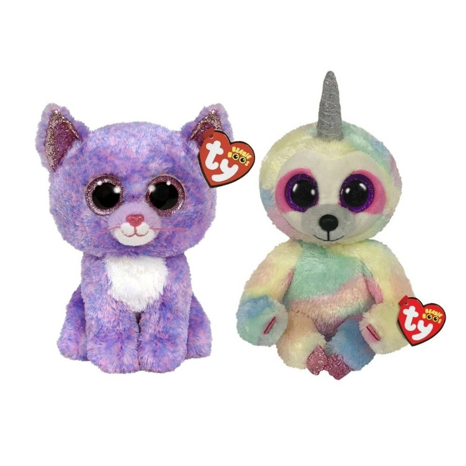 TY - Knuffel - Beanie Buddy - Cassidy Cat & Cooper Sloth - Meerkleurig