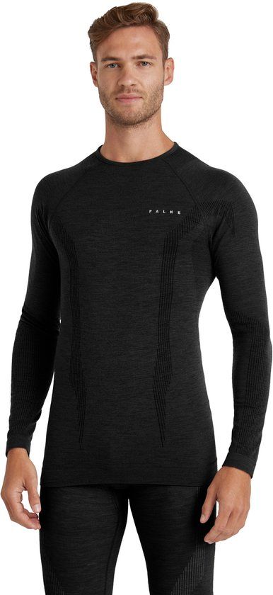 FALKE Wool-Tech Longsleeve Heren Zwart Maat L