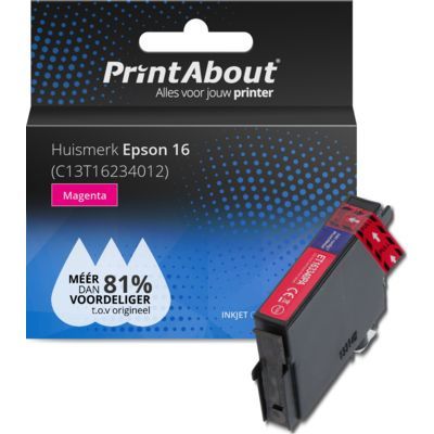 PrintAbout Huismerk Inktcartridge 16 (C13T16234012) Magenta | Compatibel met Epson WorkForce printers