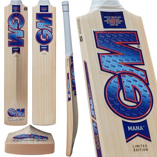 Gunn & Moore Gunn & Moore GM Cricket Bat | Mana 404 | Gebleekte Grade 3 Engelse wilg | DXM, ToeTek en NOW! | Maat 3 Geschikt voor spelers 137-144cm/4' 6" - 4' 8"
