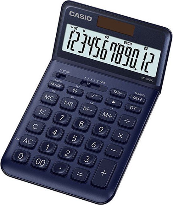 Casio JW-200SC - Marineblauw - Bureaurekenmachine - 12 cijfers