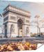 Gards Poster de jardin Arc de Triomphe à Paris en Automne - 120x120 cm - Toile de jardin - Décoration de jardin - Décoration murale extérieure - Peinture de jardin
