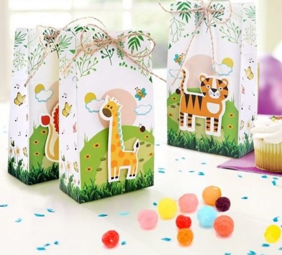 pippashop 6 stuks snoepdoosjes jungle dieren - wit