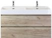 BES LED Maxx XL Badmeubelset 120 cm - Craft Oak - Wastafel Kube Dubbel 2 Kraangaten