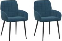 vidaXL Eetstoelen 2 stuks fluweel Blauw 56.5 x 50 x 85 cm