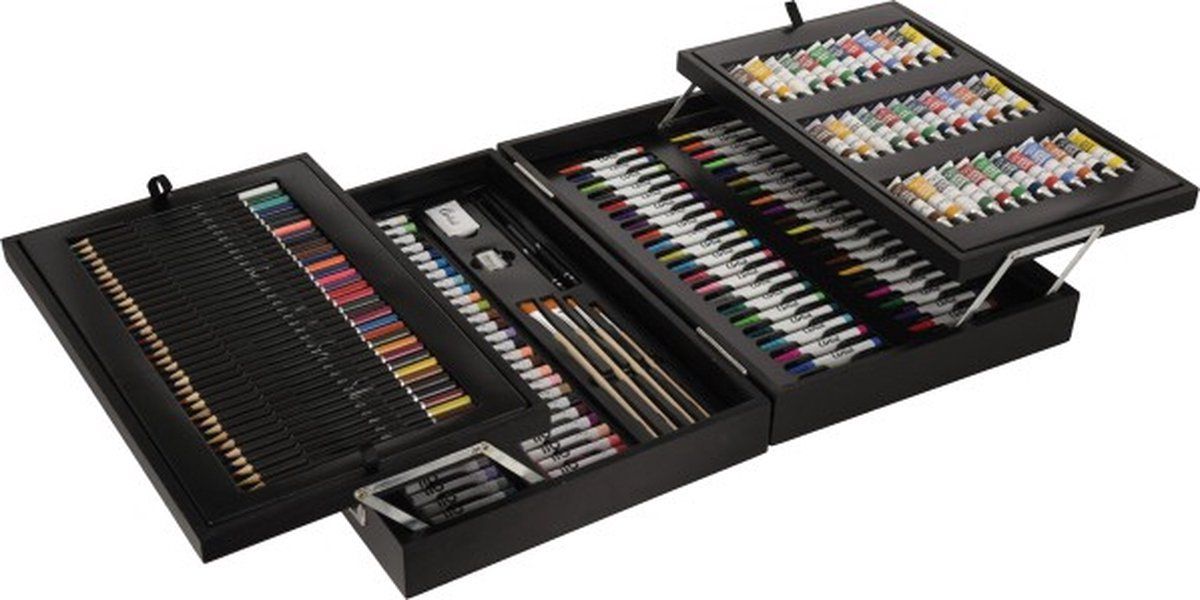 KOOPMAN Schilder- En Tekenset in houten koffer - Zwart - Hout - 2022