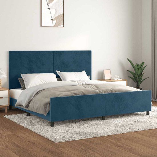 vidaXL Bedframe fluweel donkerblauw 200x200 cm