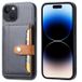 Étui iPhone 15 avec portefeuille - Style rétro - Noir