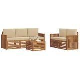 vidaXL - Buiten - bank - set - 6 - st - Natuurlijk - en - Beige - Massief - Acacia - Hout