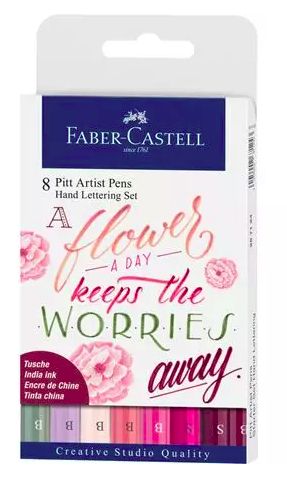 Faber-Castell Pitt Artist Pen Handlettering Set - A Flower - 8-delig - Roze Assorti