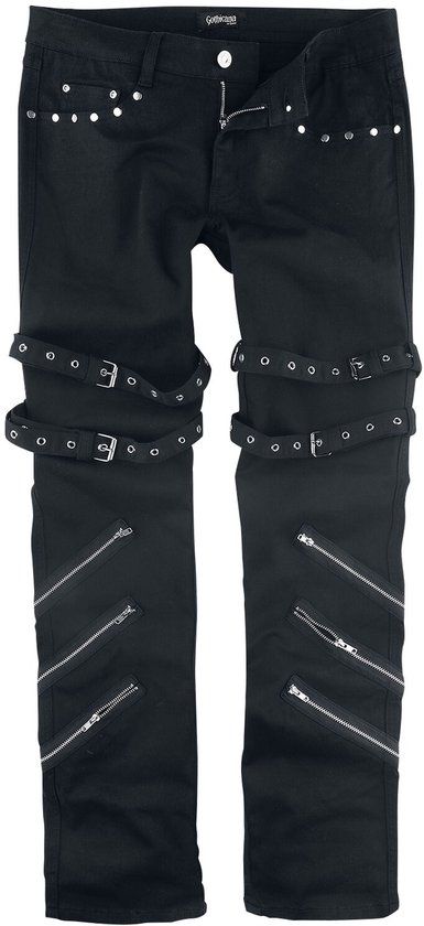 Gothicana by EMP Gothicana Zwarte jeans met gespen, ritsen en klinknagels - Heren - W34L32