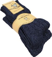 normani 2 paar Noorse sokken van schapenwol blauw gemêleerd 39-42