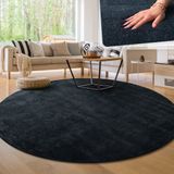 Paco Home Vloerkleed Rond 160 cm Marineblauw Kortpolig Wasbaar Polyester