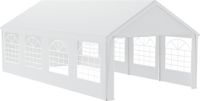 QEENTOE Tente de réception pliable 4x8m avec fenêtres, imperméable, blanc