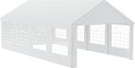 QEENTOE Tente de réception pliable 4x8m avec fenêtres, imperméable, blanc