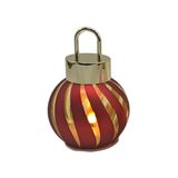 Svenska Living Kerstbal met led lampjes stripe rood ø10x15cm