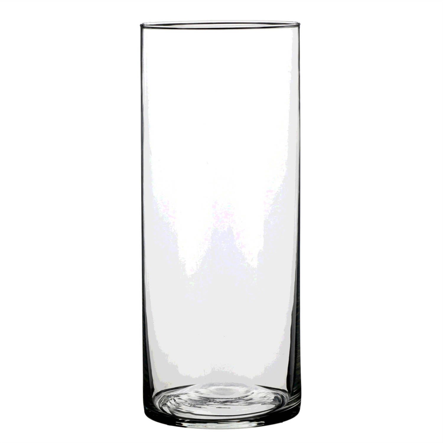 Mica Decorations Ronde bloemen vaas/vazen van helder glas 30 x 12 cm - Transparant