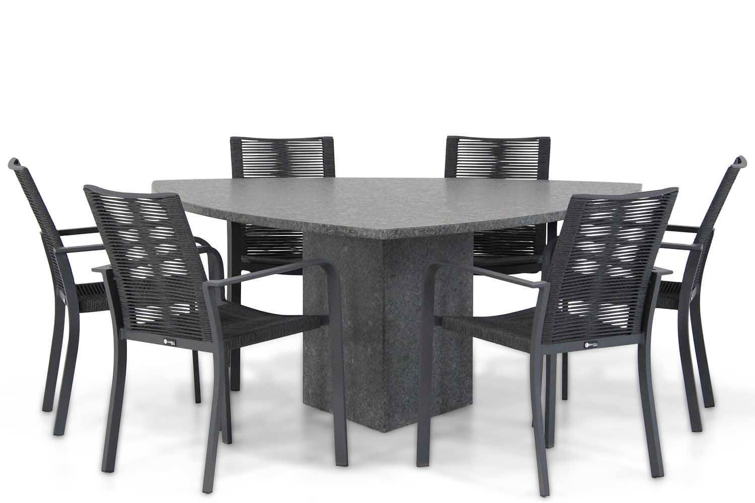 Santika Furniture Santika Annisa/Graniet 170 cm triangel dining tuinset 7-delig