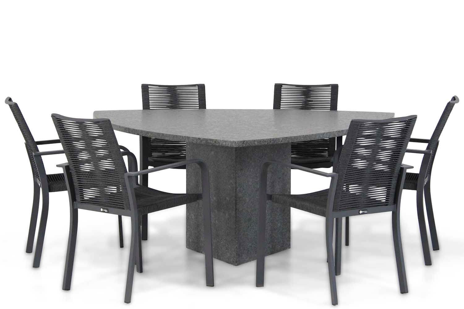 Santika Furniture Annisa/Graniet 170 cm triangel dining tuinset 7-delig